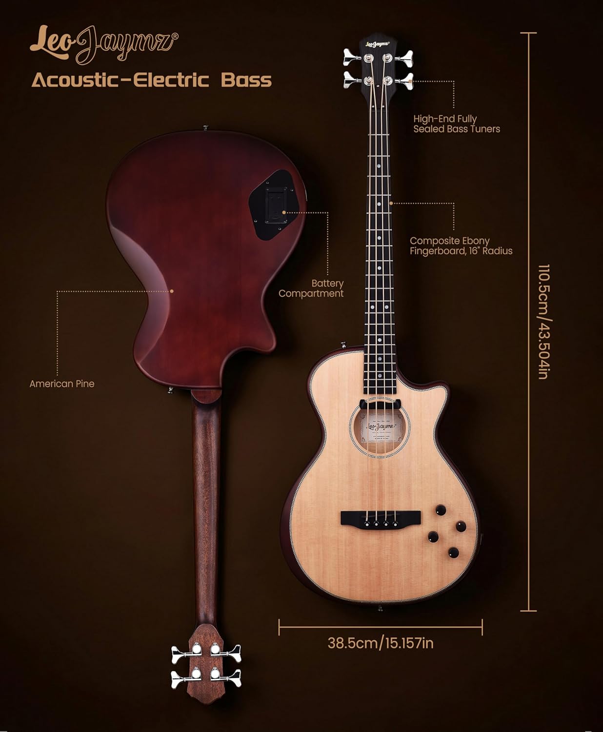 Acoustic Electric Bass - Spruce Top