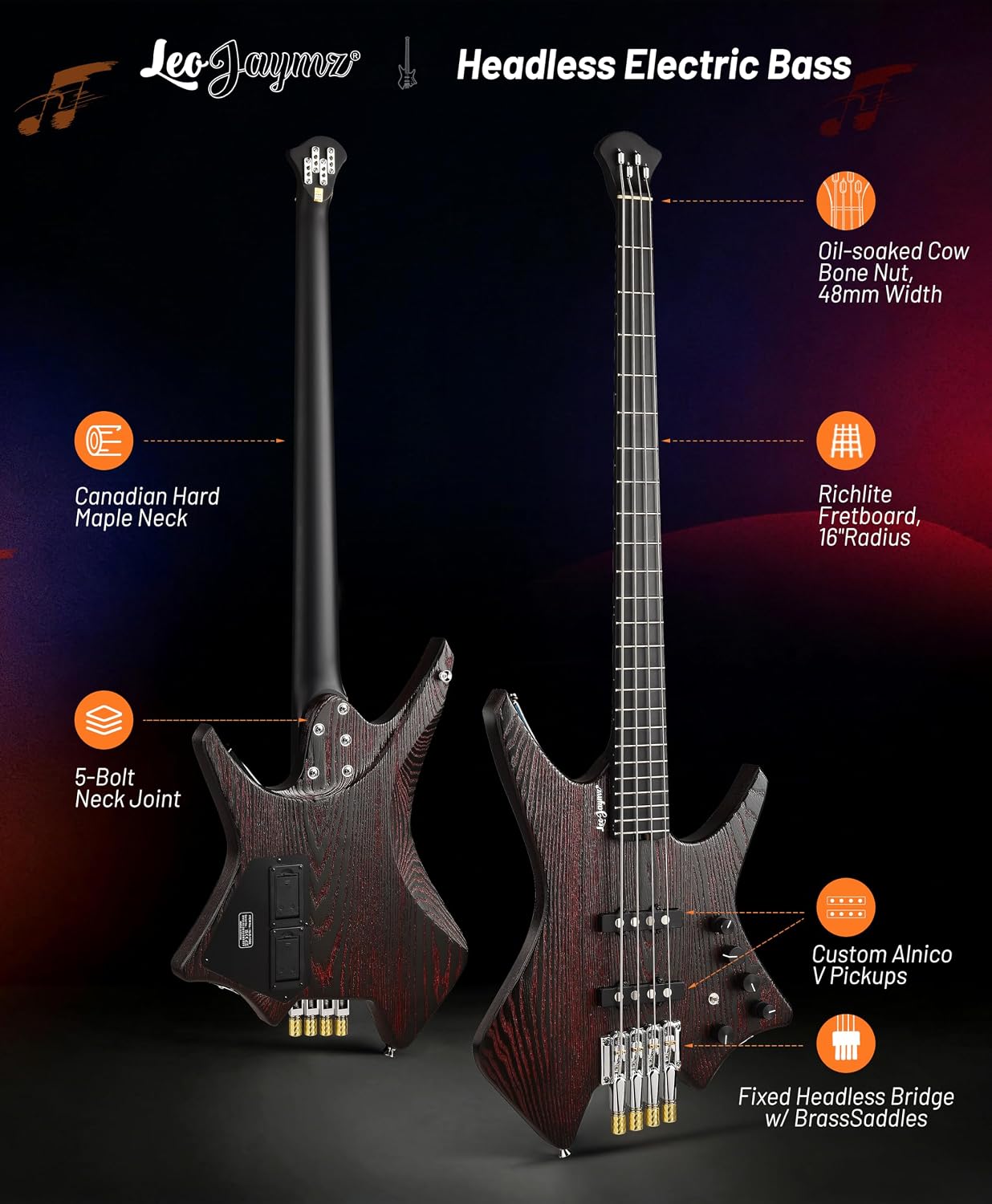 Headless Bass - Red Black