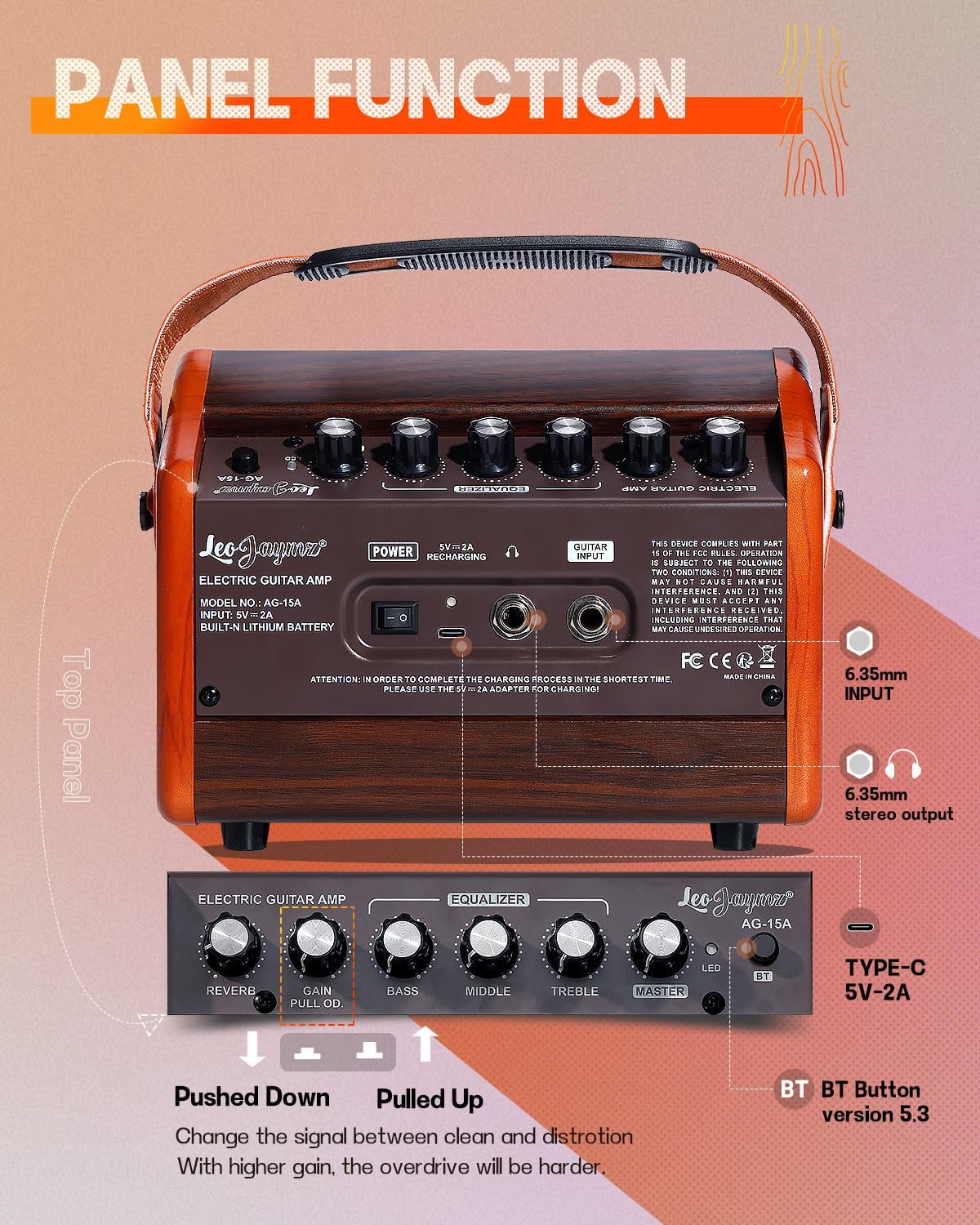 AG-15 Portable Amp - Woodgrain