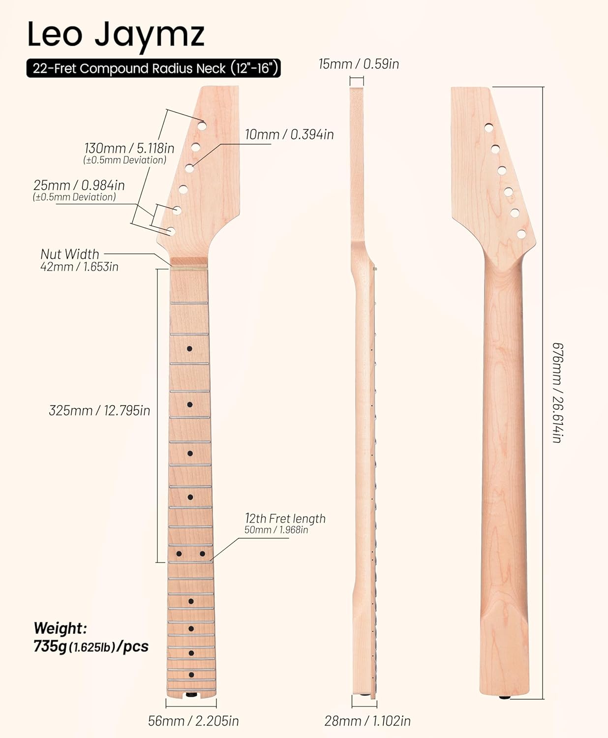 Compound Radius Neck - Maple Fretboard