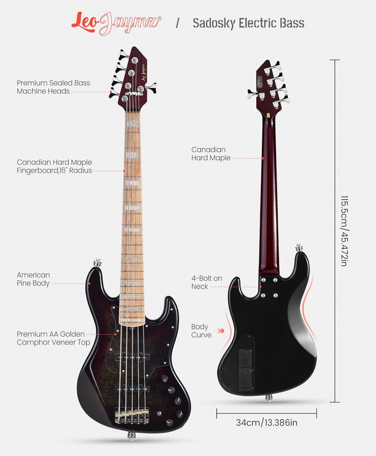 5-String Bass - Black Burl