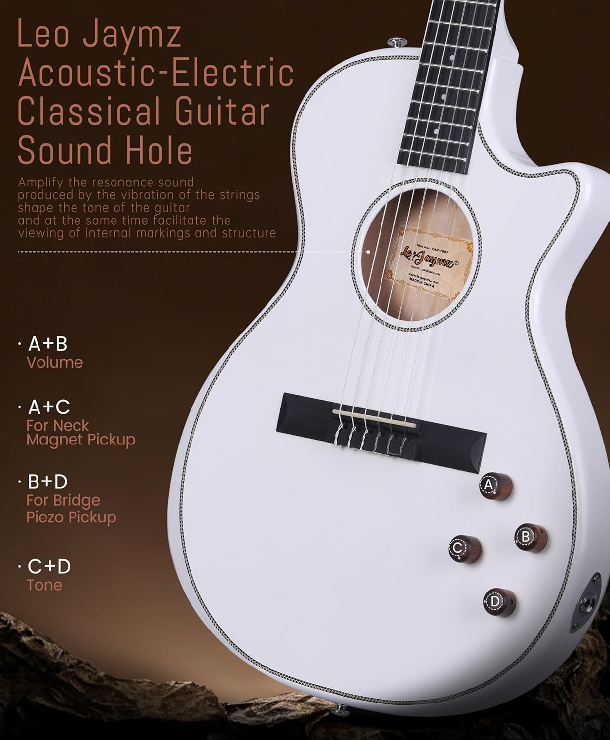 Cutaway Classical Acoustic - Pure White