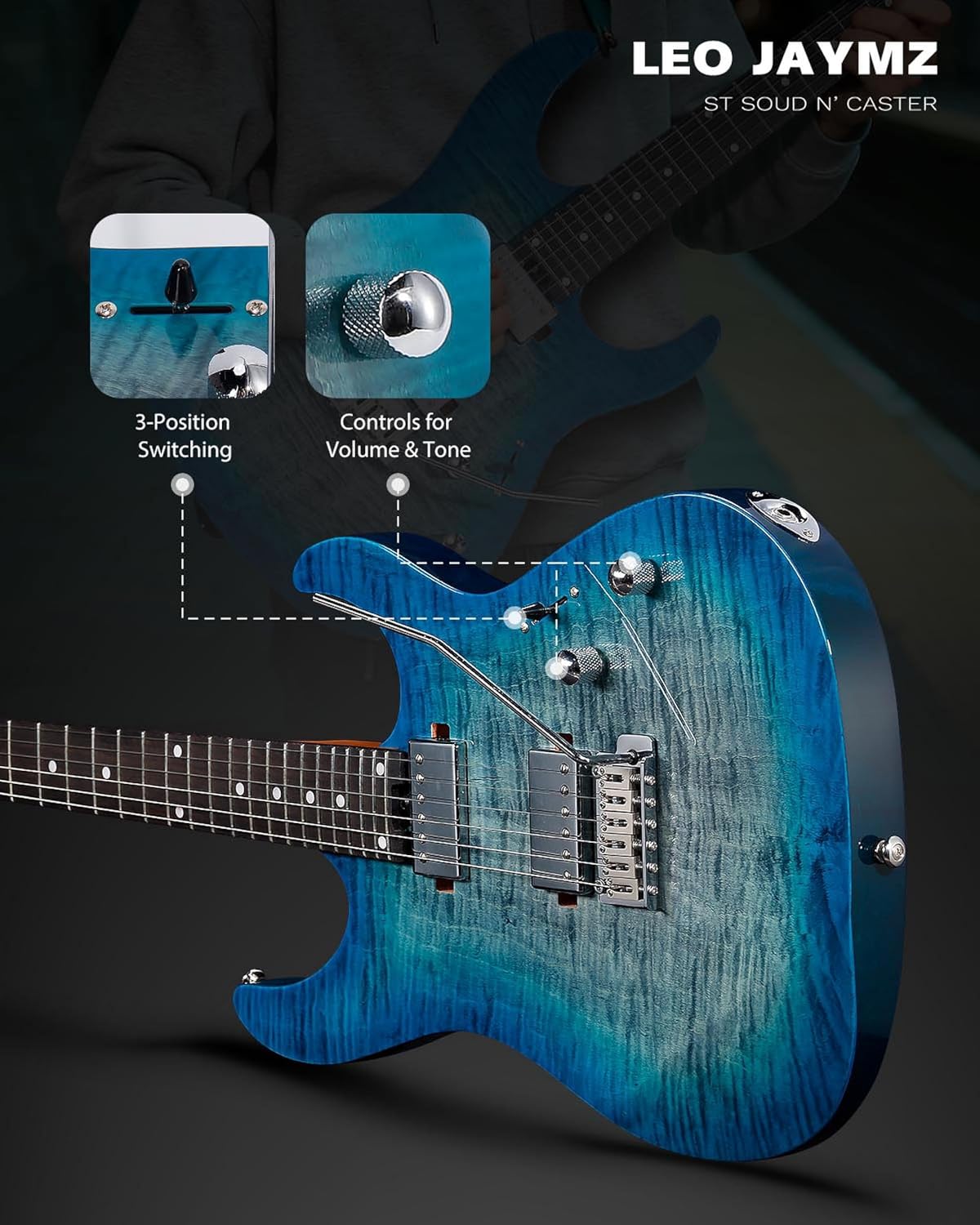 ST Pro - HH, Black Flame Blue