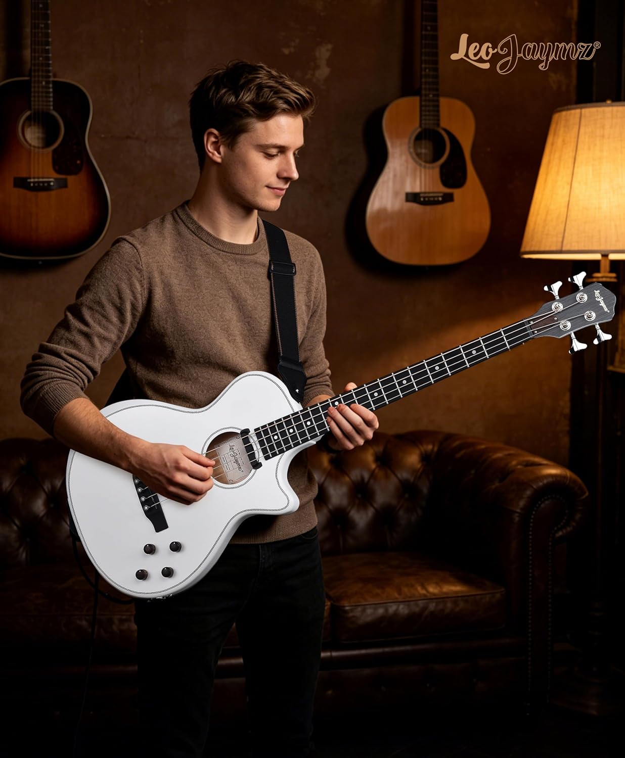 Acoustic Electric Bass - Pure White