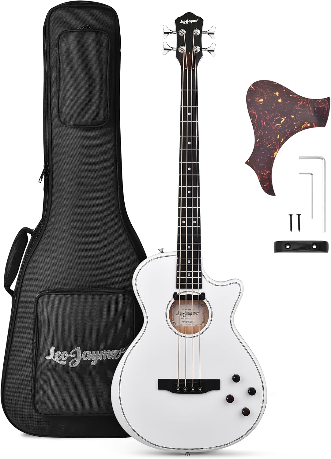 Acoustic Electric Bass - Pure White