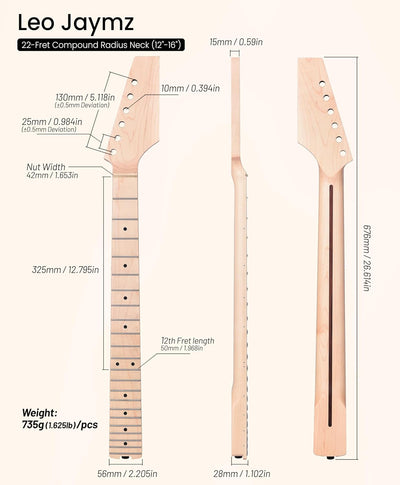 Compound Radius Neck - One-Piece Maple