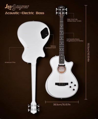 Acoustic Electric Bass - Pure White