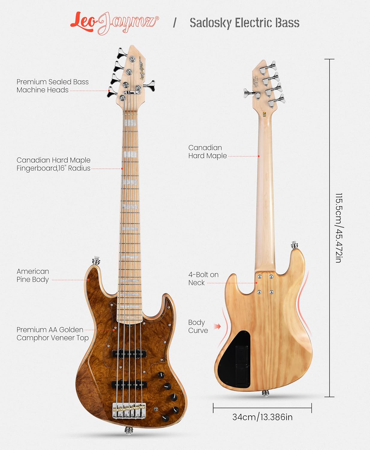 5-String Bass - Natural Burl
