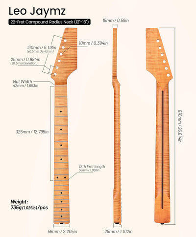 Compound Radius Neck - Flame Maple