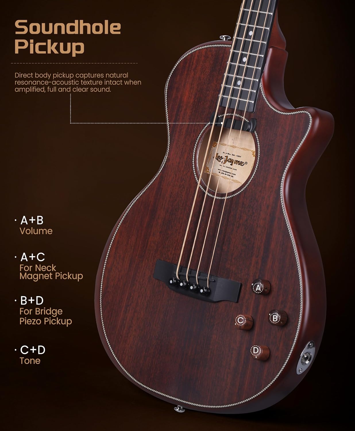 Acoustic Electric Bass - Mahogany