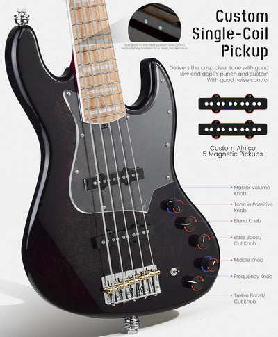5-String Bass - Black Burl