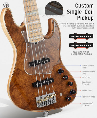 5-String Bass - Natural Burl
