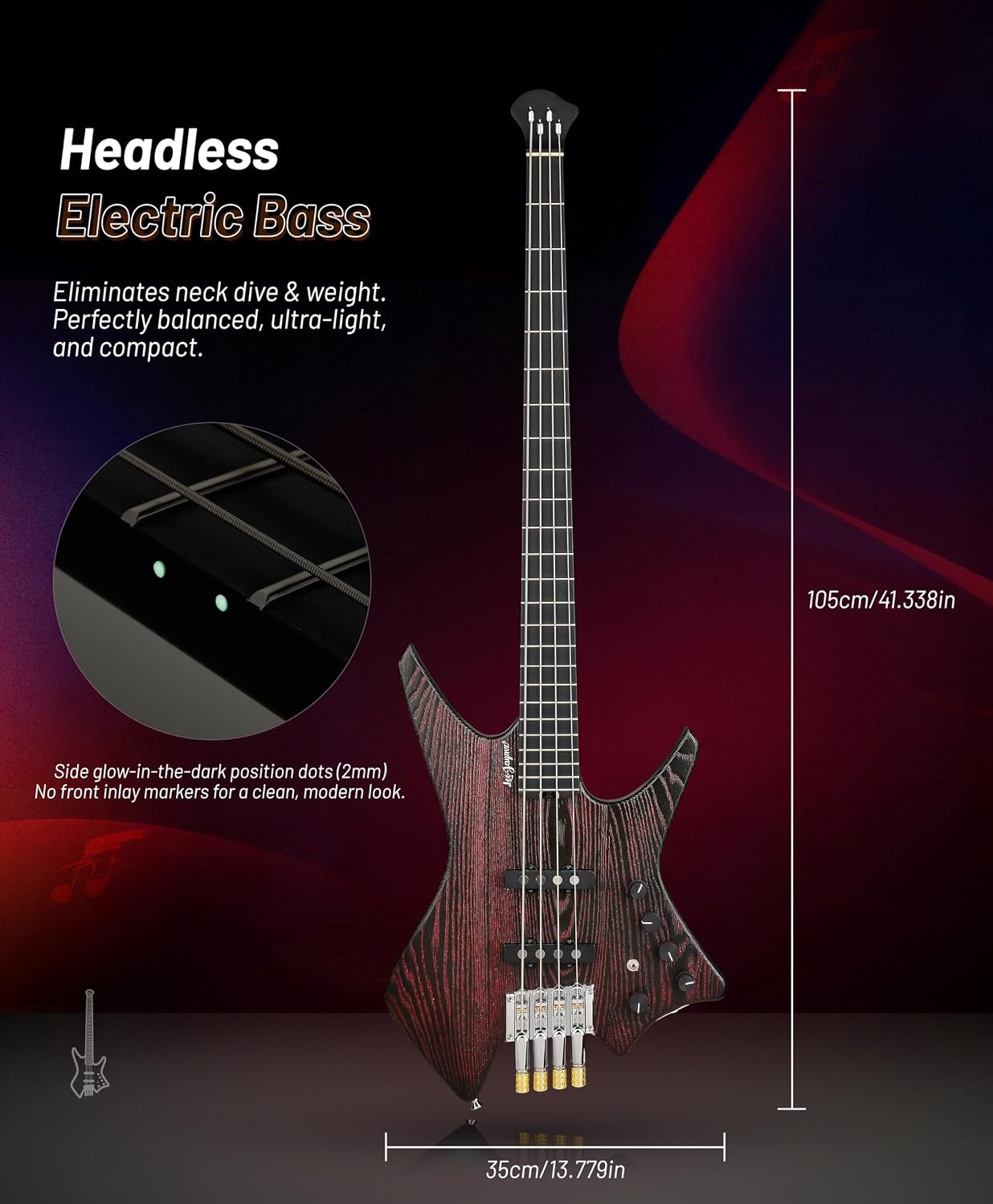 Headless Bass - Red Black