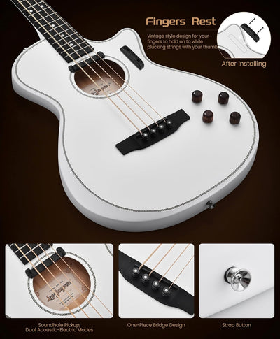 Acoustic Electric Bass - Pure White
