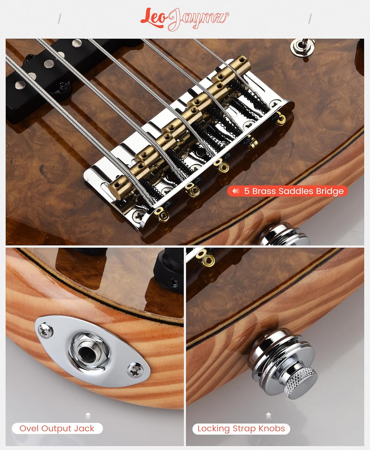 5-String Bass - Natural Burl