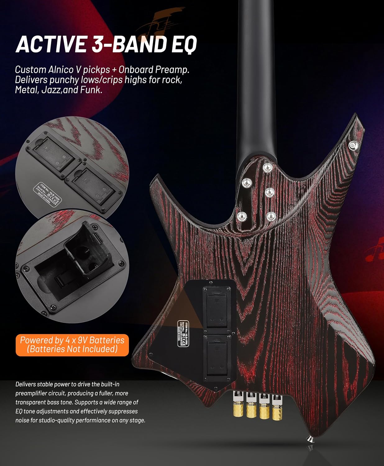 Headless Bass - Red Black
