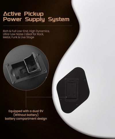 Acoustic Electric Bass - Pure White