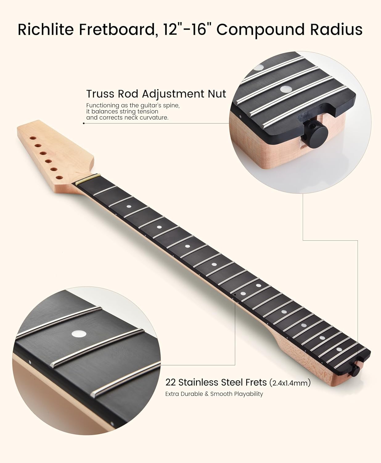 Compound Radius Neck - Richlite Fretboard