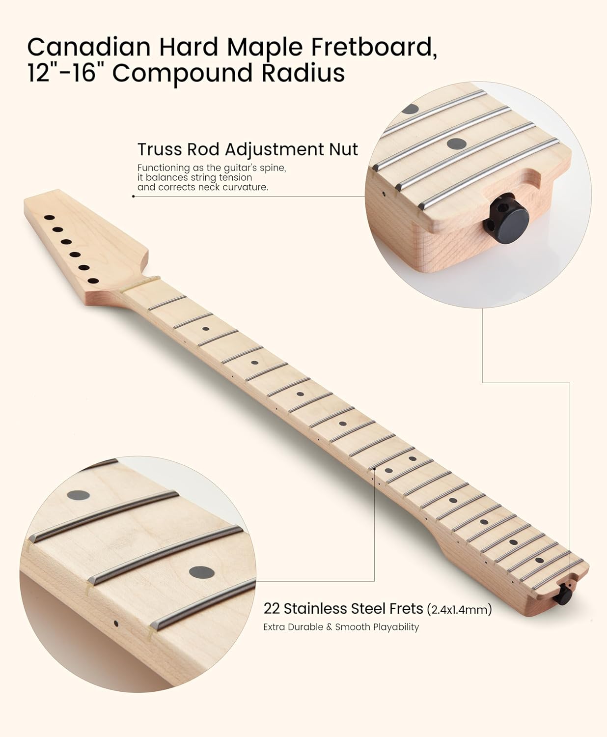 Compound Radius Neck - One-Piece Maple