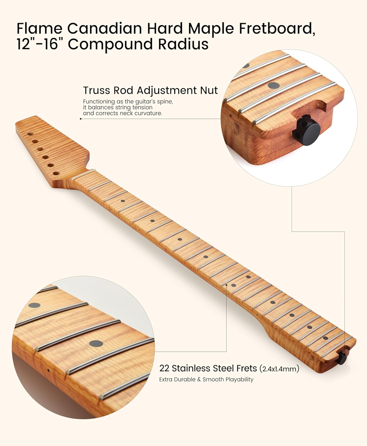 Compound Radius Neck - Flame Maple